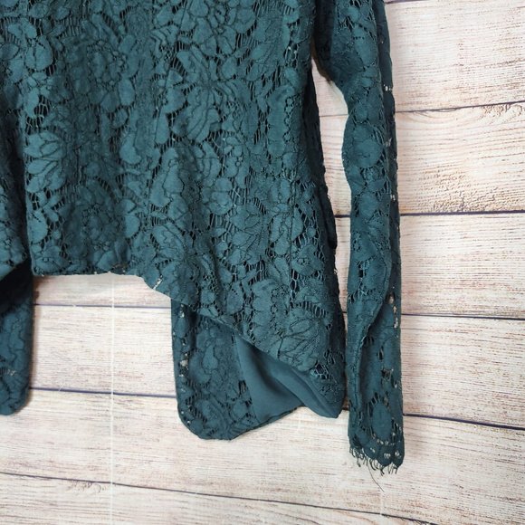 Torrid Blazer Women's Size 1 Dark Green Lace  Open Front Jacket Long Sleeve - Picture 12 of 15